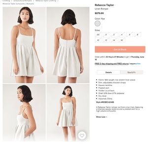 Rebecca Taylor Linen Romper Size 2